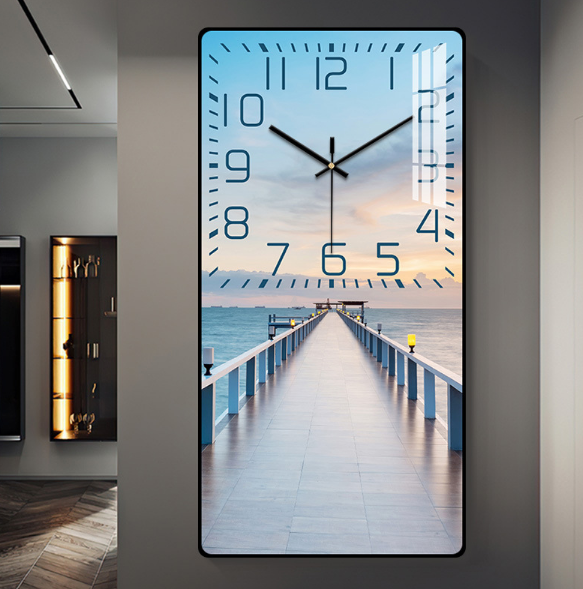 簡約裝飾壁掛鐘(G款黑框）【40cm*60cm-晶瓷面】