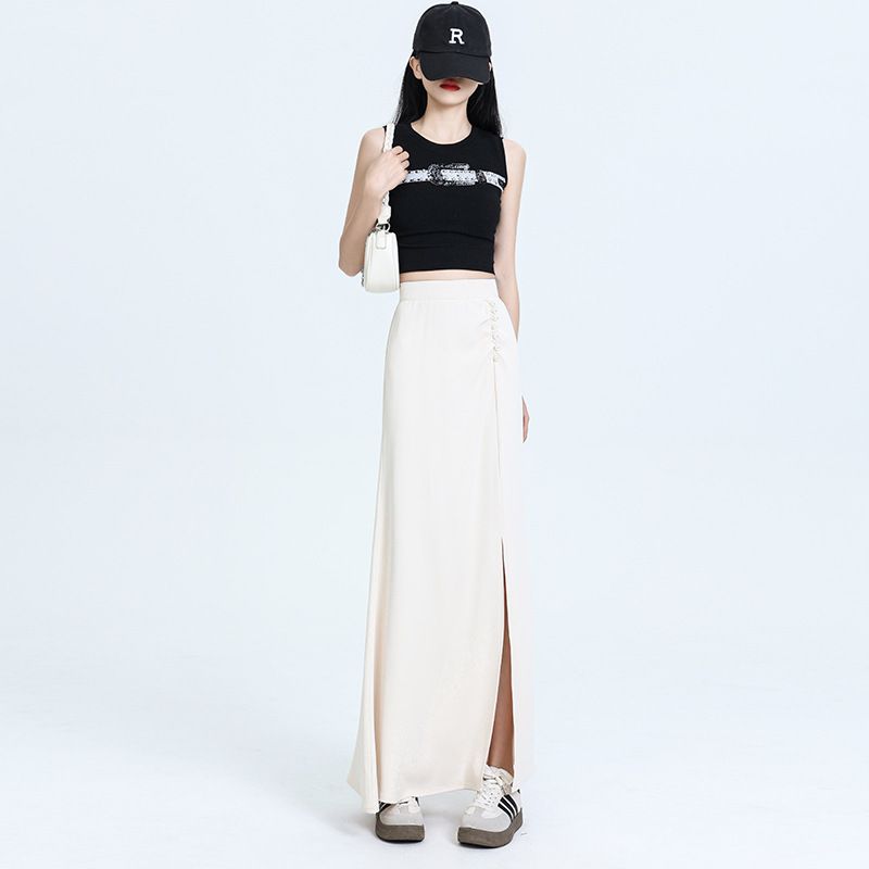 女装2026夏季新款性感开衩包臀半身裙女高腰简约A字西装长裙