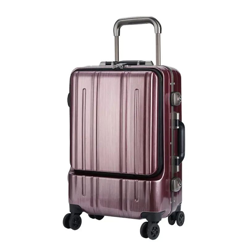 Huacheng Pre-Open Aluminum Frame Trolley Bag 20 inches, Travel Bag, Business Travel, Durable, Key Lo