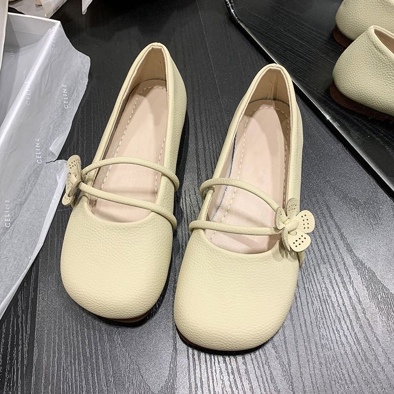 女童軟底公主鞋 春夏季單鞋 中大童小皮鞋 時尚女孩鞋款- 米白色 26