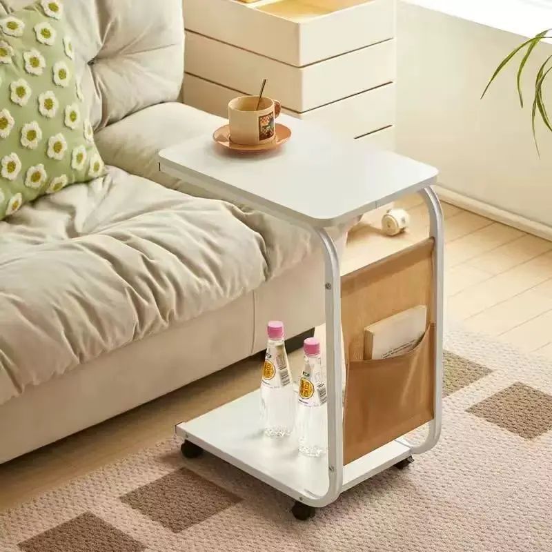 可移動小邊幾法式中古風家用帶輪梳化客廳臥室置物架小推車茶几