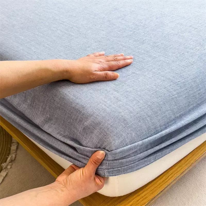 A类婴儿级色织全棉双层纱单件床笠纯棉纱布防滑床罩