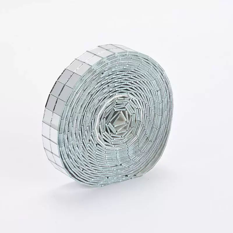 自粘鏡面玻璃馬賽克10mm10米耗材貼手作DIY工藝品配件兒童益智馬 銀色10mm 寬2cm10米卷