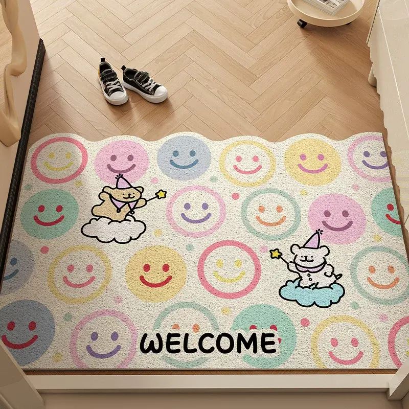 萌趣卡通入户门地垫室内进门可裁剪丝圈脚垫玄关刮泥蹭土耐脏地垫