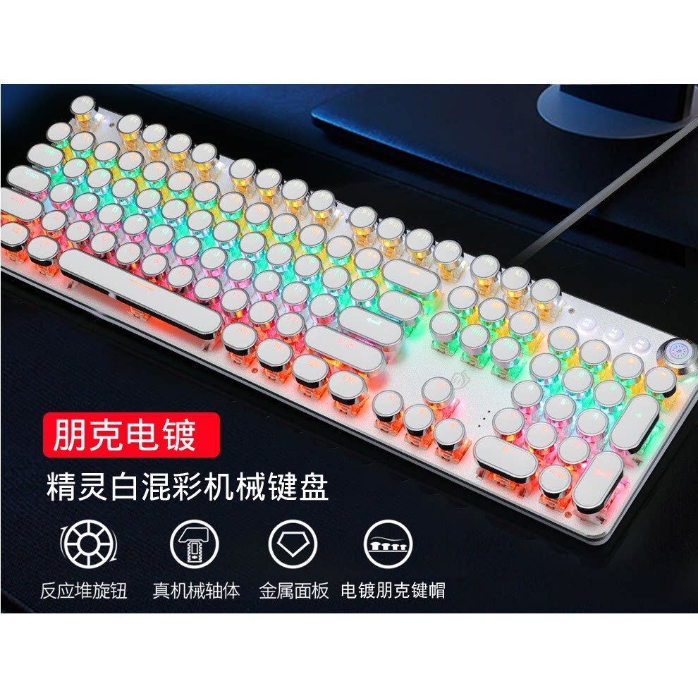 直供K820复古朋克电镀旋钮发光有线机械键盘插拔青轴电脑游戏