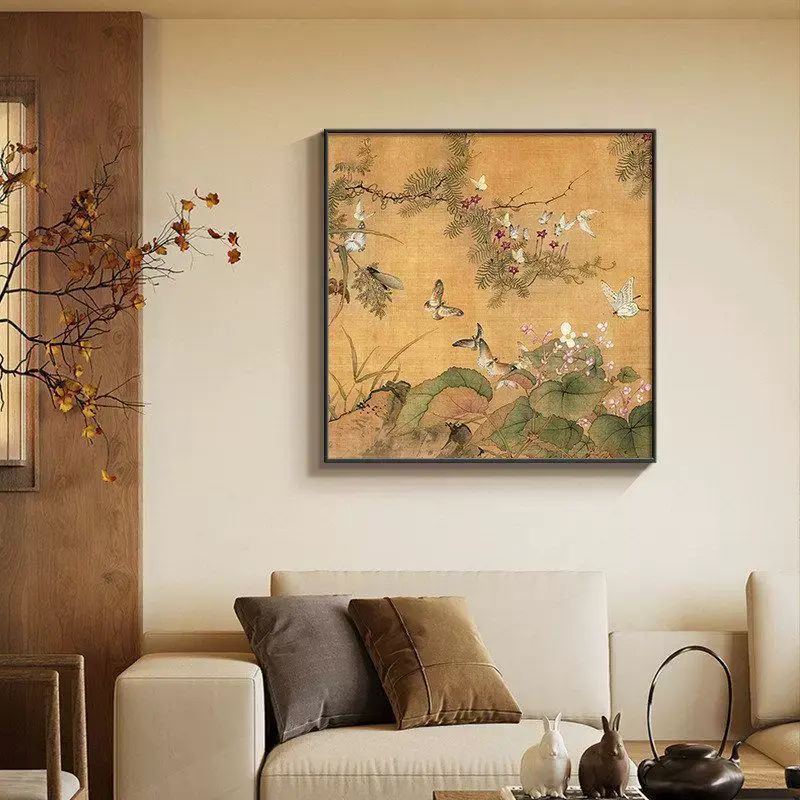 宋氏美学花鸟画客厅装饰画新中式沙发背景墙挂画方形餐厅卧室壁画