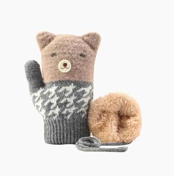 加厚防風連指保暖手套(建議1-4歲  DR22 ；灰色)