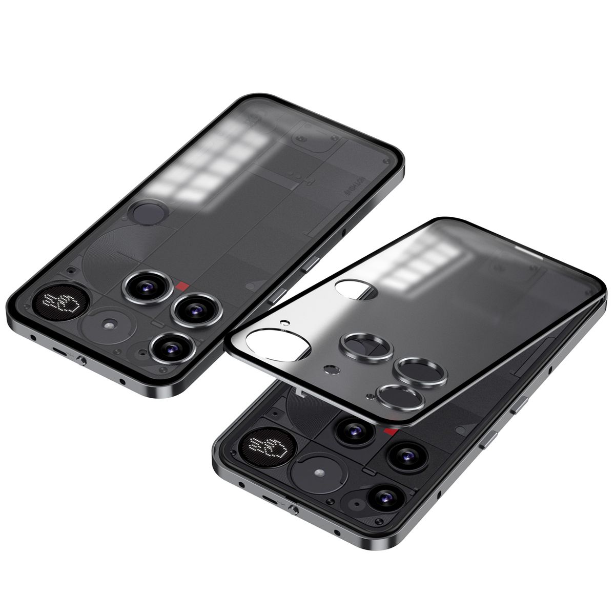 適用於nothingphone3彈扣手機殼金屬邊框保護套磨砂背板-槍灰色 Nothing Phone (3a) Pro