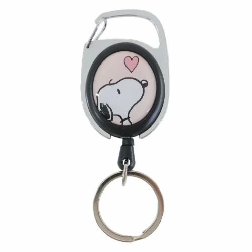 Peanuts Snoopy Badge Reel Key Holder (Black Heart) key chain Badge reel card holder Parallel Import
