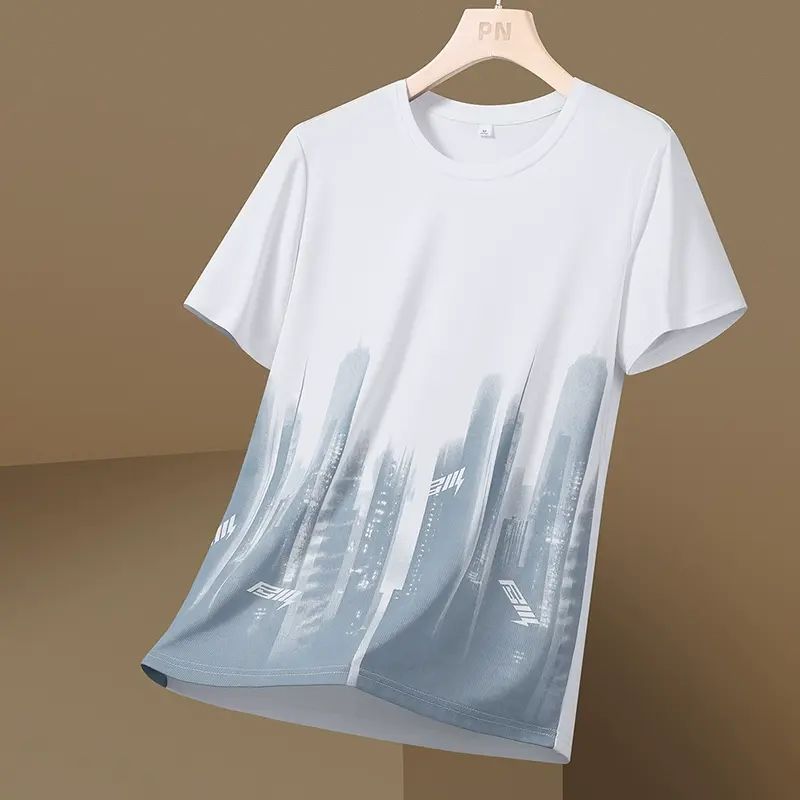 新款夏季T恤休闲薄款速干圆领运动透气短袖宽松