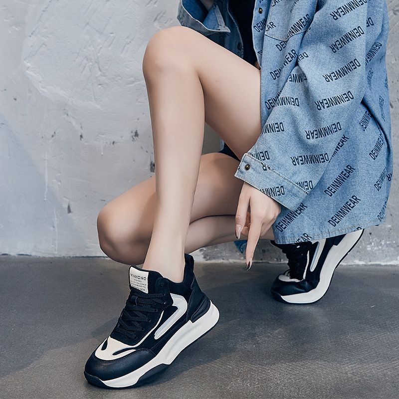 women's high top multicolor shoes women's fleece warm platform height increasing sneakers women's