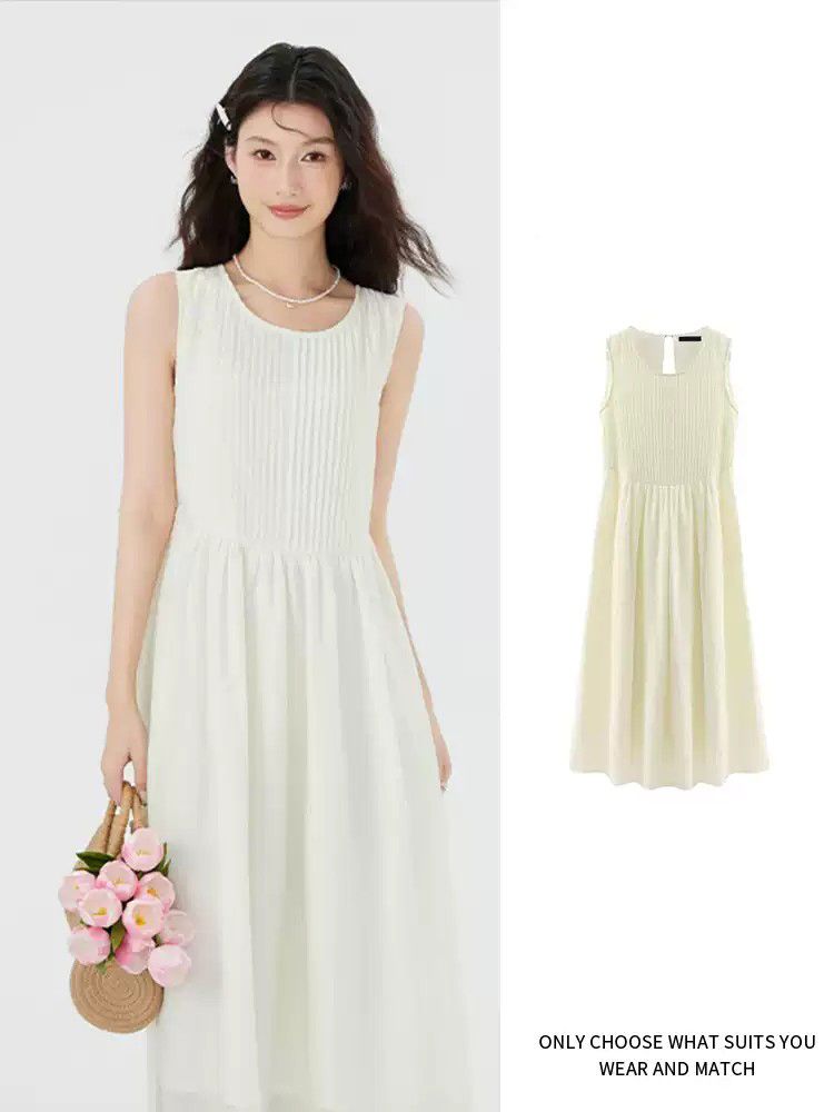 休閒女裝洋裝長裙法式文藝風白色背心吊帶洋裝女夏波西米亞海邊度假長裙