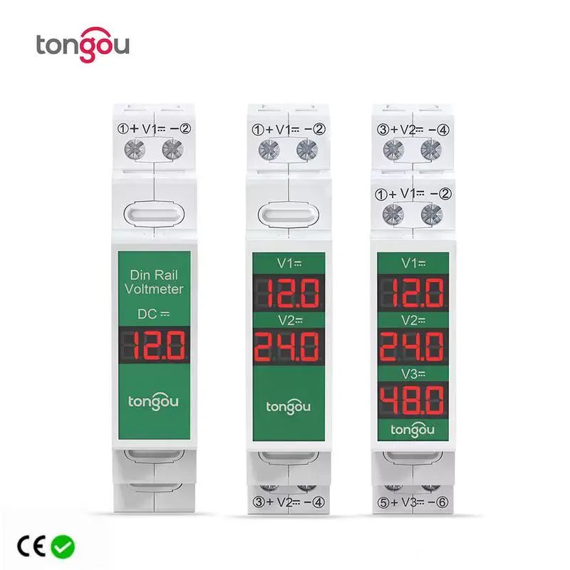 直流電壓表DC11V-310V智慧LED數顯儀表導軌安裝數位電壓表跨境
