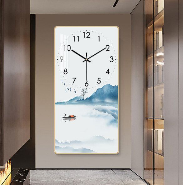 簡約時尚家用時鐘掛(D款金框-晶瓷面）【尺寸：40*80cm】