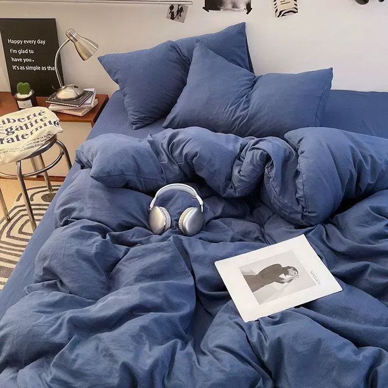 床品四件套水洗棉床单罩四季磨毛 三件套学生宿舍