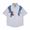 Japanese vintage children's bear embroidered striped short sleeve shirt summer loose casual