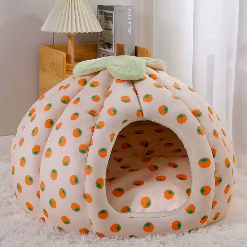 寵物南瓜貓咪狗狗冬季保暖貓屋耐髒睡眠睡墊加厚保暖狗屋貓屋防寒