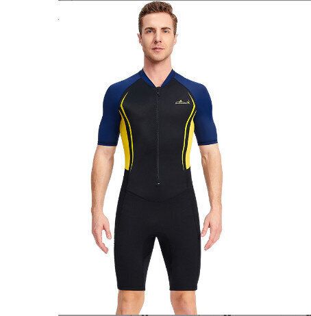 連體防曬游泳衣短袖短褲1.5mm浮潛衝浪保暖潛水衣(M-3XL碼)(下單後請聯絡客服確認發貨尺碼及顏色)