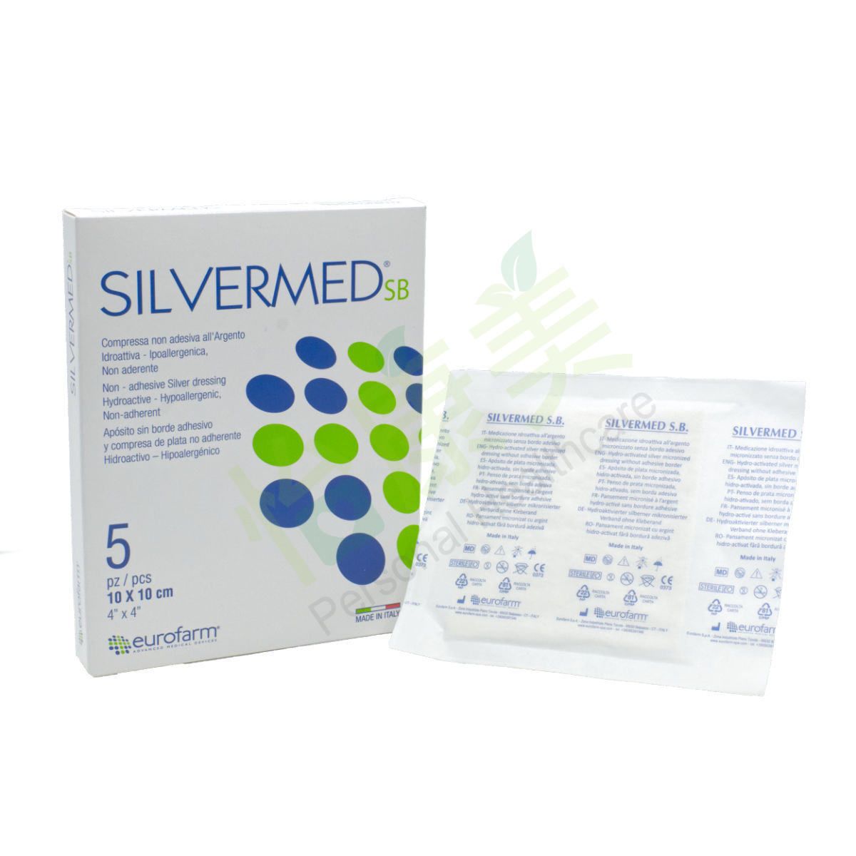 SILVERMED®SB 10x10厘米 非黏性水活性銀微粉敷料貼 - 5片 (無菌)