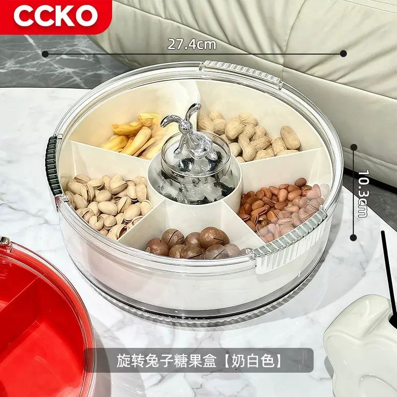 Dried Fruit Storage Box with Lid Divided Snack Plastic Guest