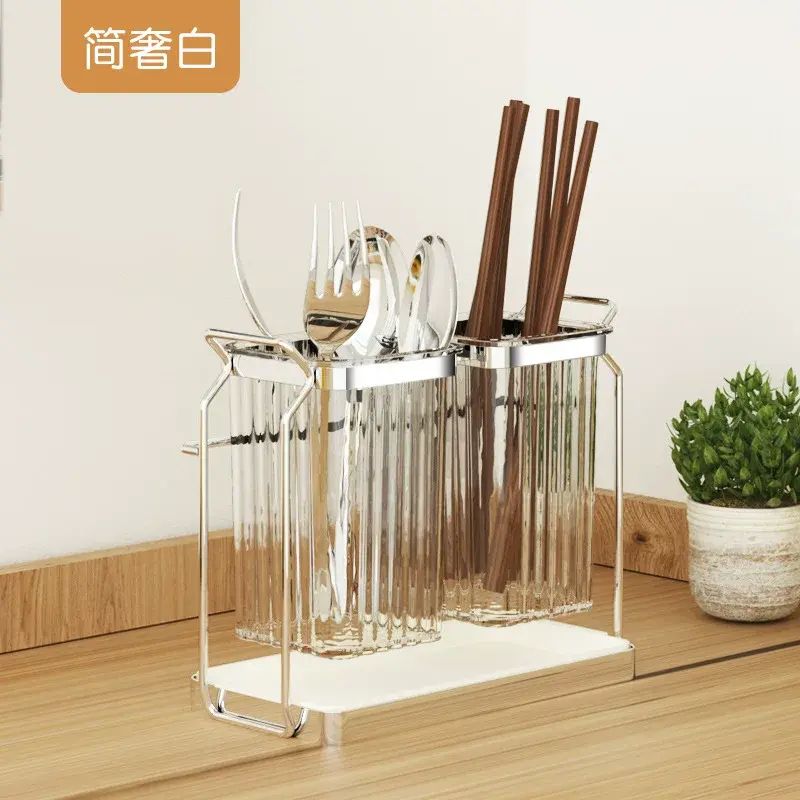 Wall mounted kitchen chopstick holder drain rack  