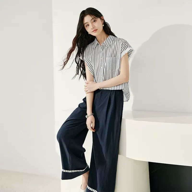 盐系轻熟风套装女两件套2025夏季新款复古文艺衬衫裤子一整套