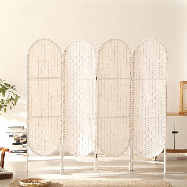 木藝傢具(共4片) 辨公室屏風 玄關分隔 客廳屏風【白色】共4片 180x50cmx4片