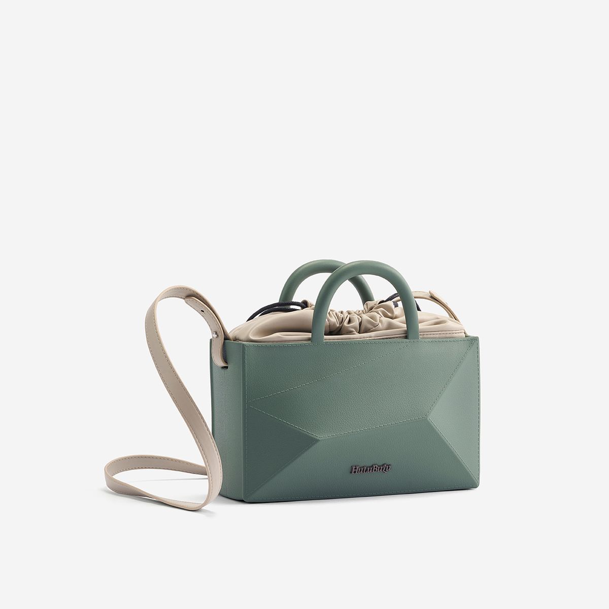 【棱】立體幾何小手袋 - 灰綠色 #手提袋 #兩用袋 #防水袋 #EVA 