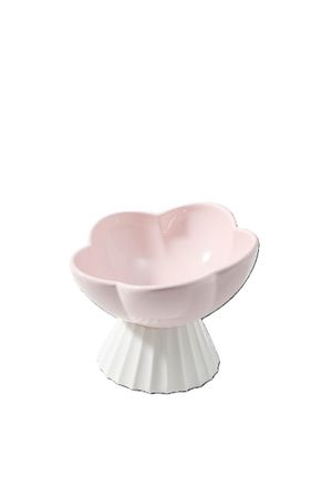 High legged flower pet bowl  pink
