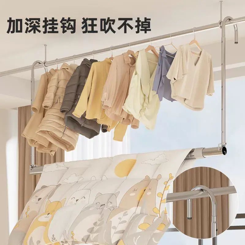 不銹鋼晾衣杆陽臺室內曬衣服陽臺晾衣神器晾衣杆懸掛式晾衣架