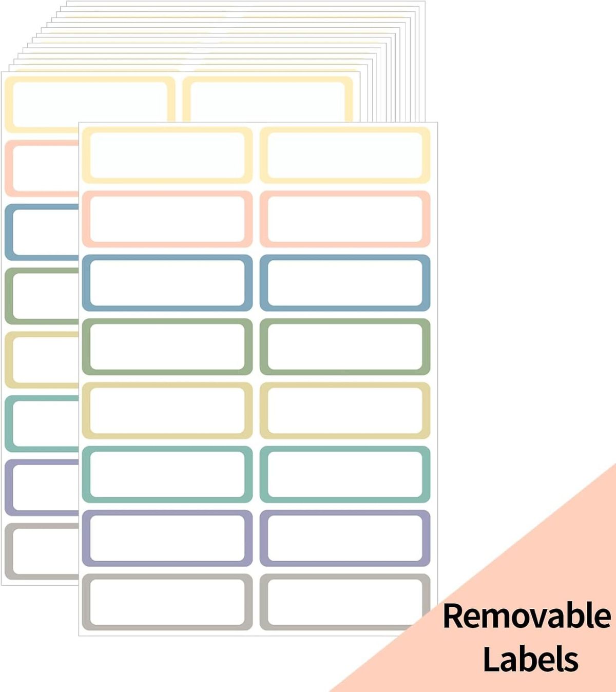 [15 sheets (240 stickers)] Removable colored self-adhesive rectangular label stickers, waterproof, o