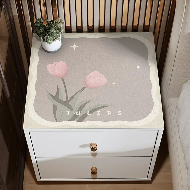 Nordic Leather Bedside Cabinet Cover Mat Waterproof Oil-proof Table