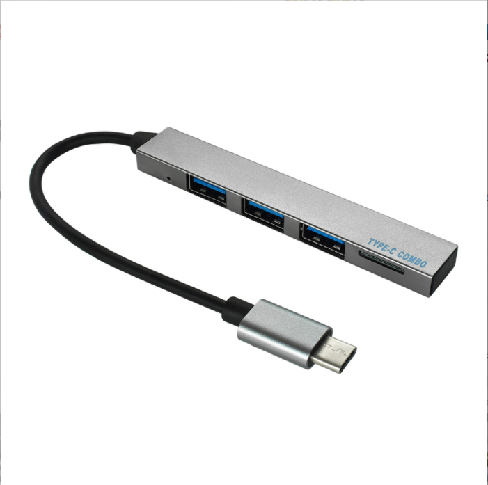 type-c hub擴展塢USB集線分線器usb2.0 TF卡HUB迷你款式鋁合金（灰色）#Q901027535