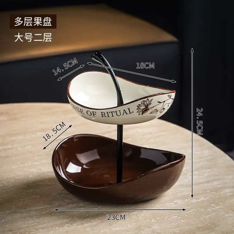 輕奢中古風花鳥多層果盤高顏值撞色零食蛋糕架喬遷婚慶禮品
