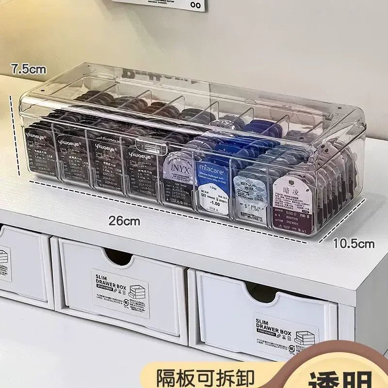 Multi-grid Contact Lens Case Large Capacity Desktop Cosmetic Storage Organizer
