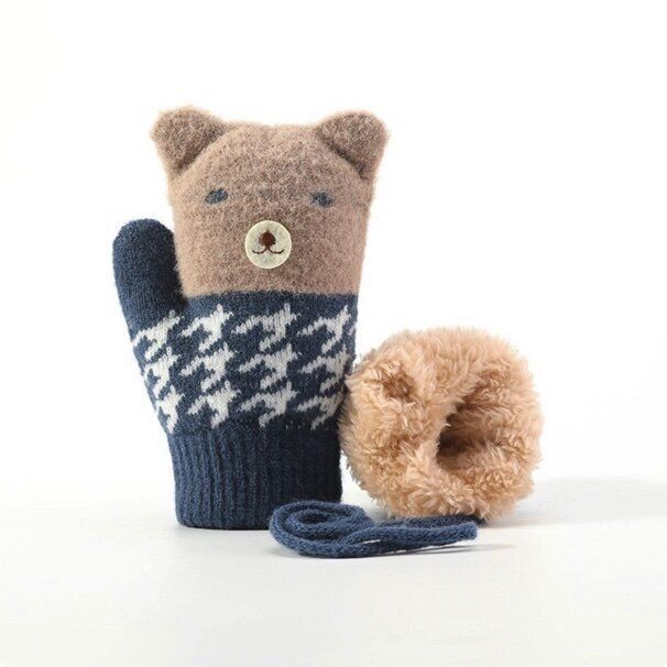 加厚防風連指保暖手套(建議4-8歲  DR22 ；藍色)