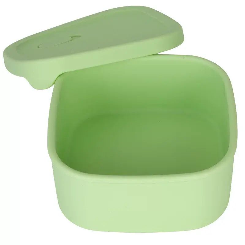 Food-grade silicone foldable lunch box, microwave-heatable meal container set for office
