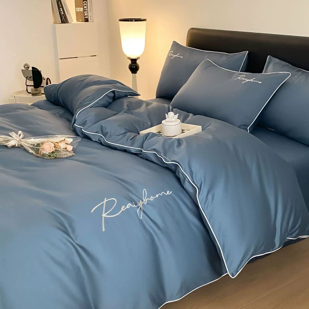 120支新疆长绒棉四件套全棉刺绣被套纯棉裸睡床单床笠款床品