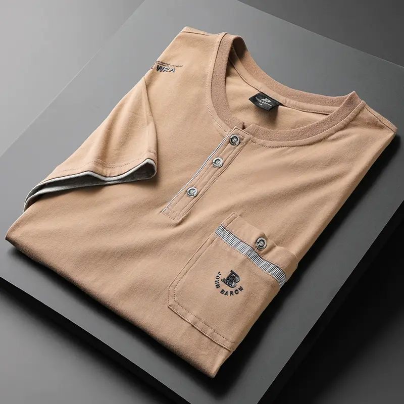 旦宾纯棉短袖T恤男夏季新款宽松圆领汗衫中老年爸爸装夏装薄上衣