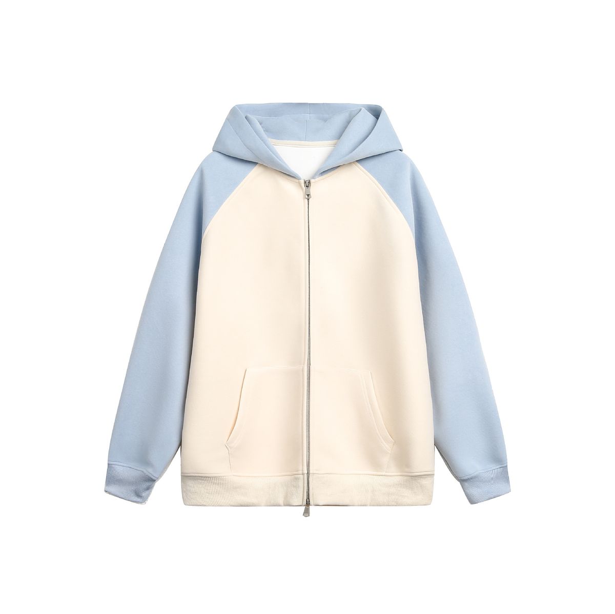 女装美式撞色连帽卫衣女2026春秋季新款插肩袖开衫宽松外套