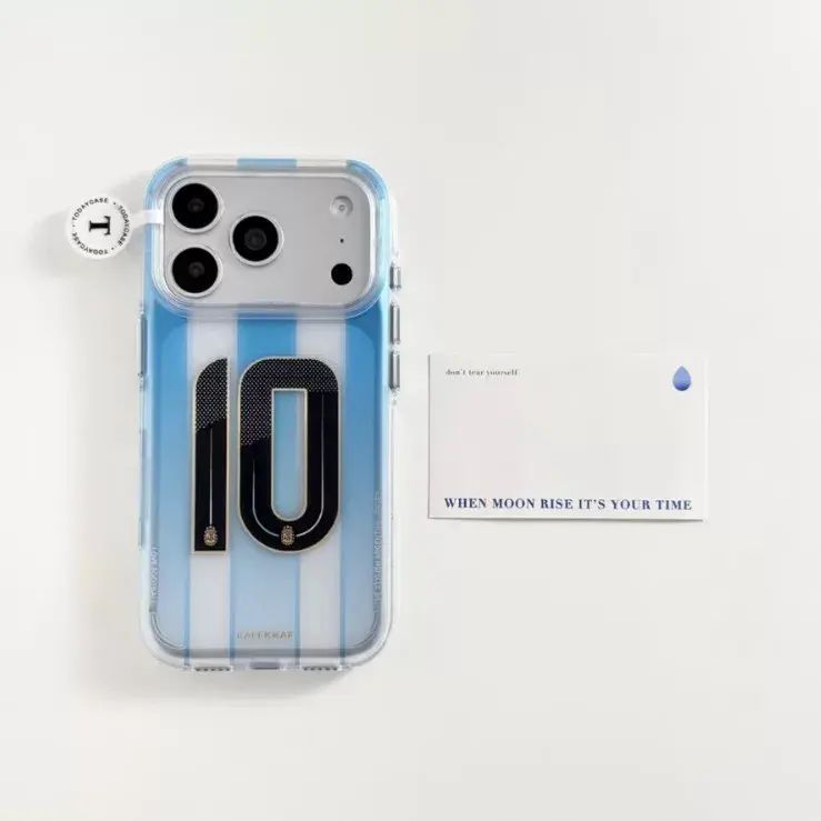 ins蓝白条纹10号磨砂适用iPhone17promax手机壳苹果16新款保护套