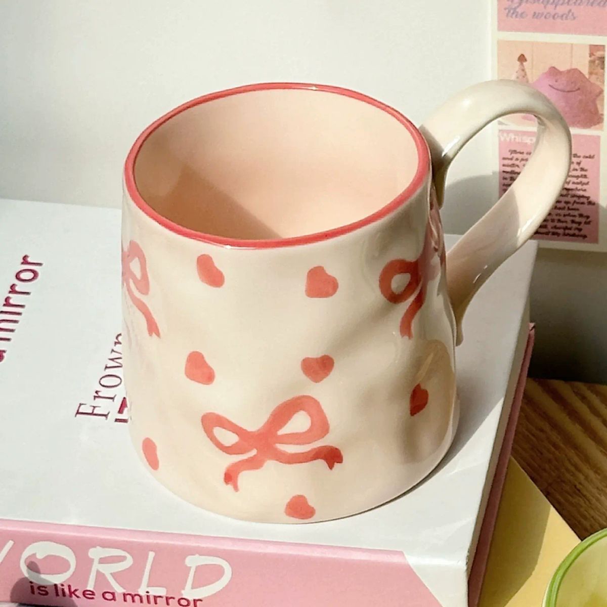 可愛陶瓷馬克杯女生高顏值水杯小清新大容量陶瓷杯勺子漂亮杯子