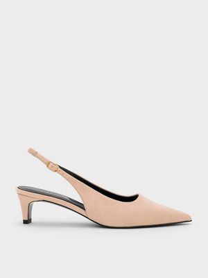 Charles & Keith - 仿麂皮尖頭低跟鞋