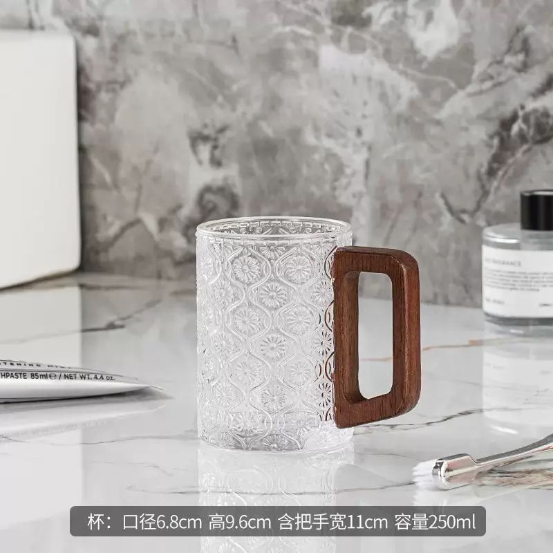 玻璃漱口杯家用情侶一對衛生間洗漱杯帶把手刷牙杯子牙缸牙具套裝