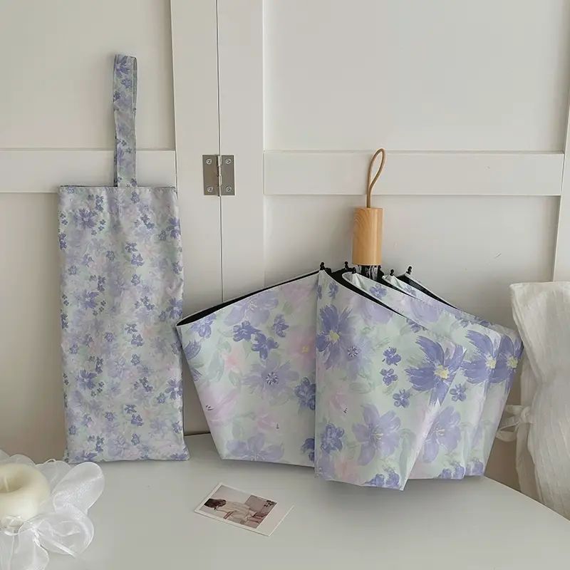 夏日小清新~牽牛花自動雨傘女晴雨兩用黑膠防曬防紫外線太陽傘