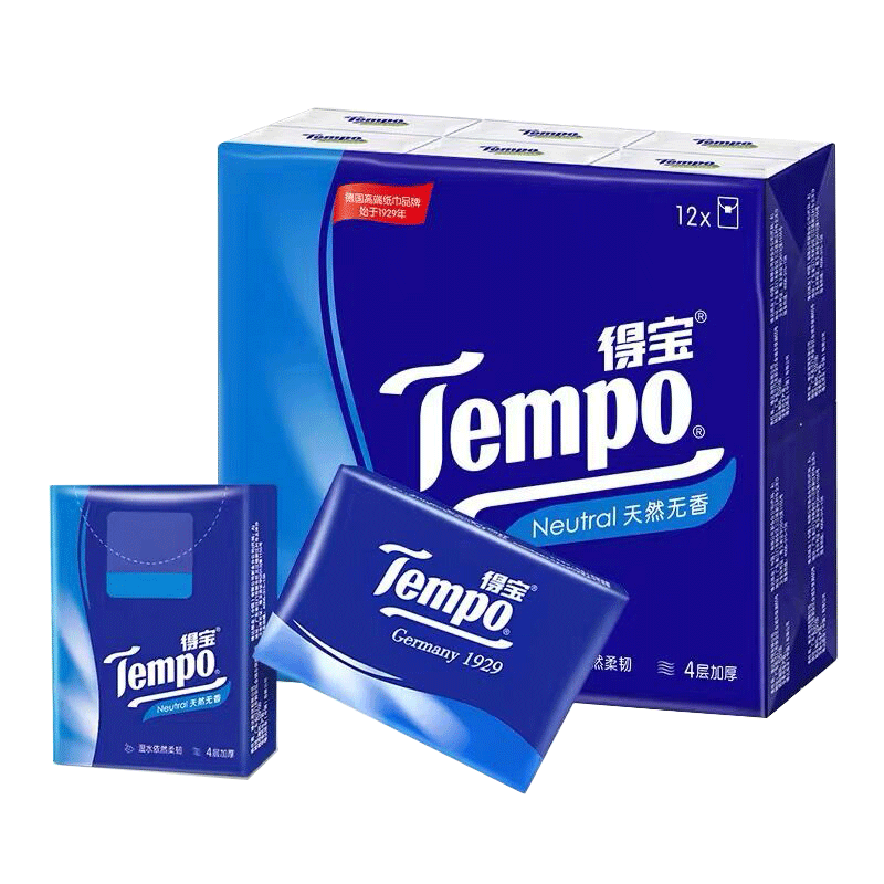 【12包】tempo手帕紙4層可攜式隨身裝小包抽紙無香面巾紙平行進口