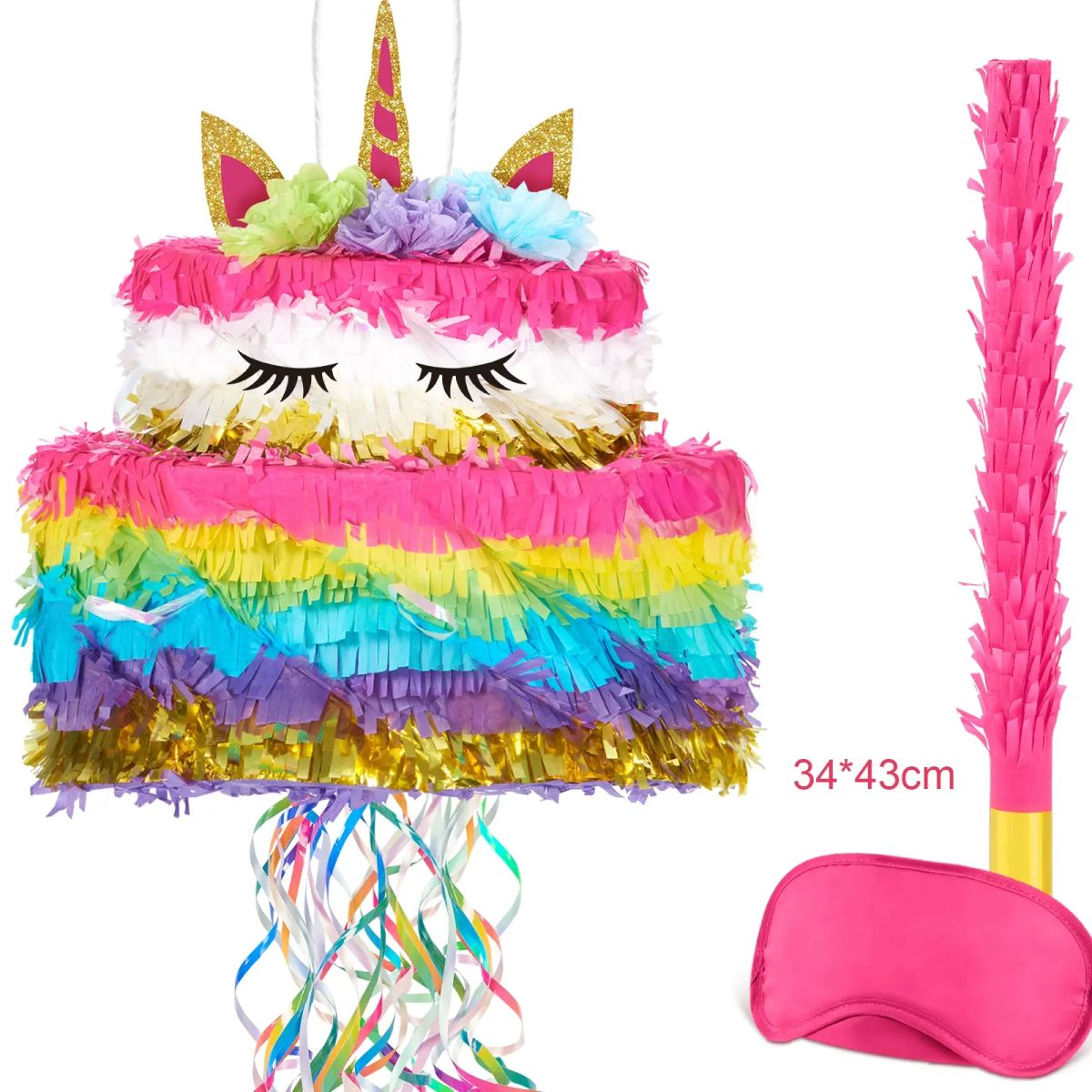 HK皮纳塔生日派对玩具儿童砸糖游戏敲打拉线式两用可折叠pinata