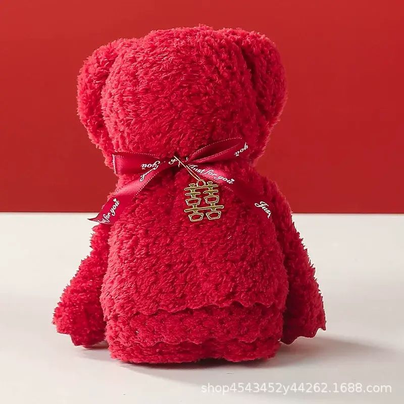 毛巾紅色小熊禮品團購結婚喜鋪生日回禮方塊婚慶節日伴手禮套裝