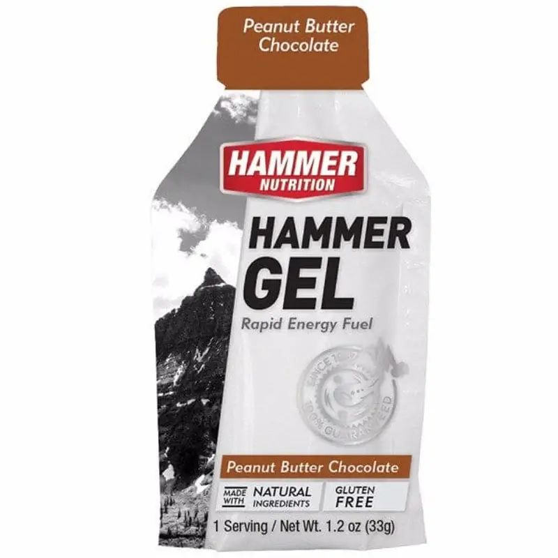 [6 件]Hammer Nutrition Hammer Gel 能量啫喱 - 持續快速能量，單份裝 - 花生醬巧克力 