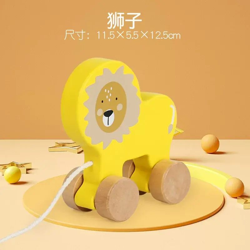 學步車拖拉牽引木製早教兒童益智玩具寶寶小禮物嬰兒小玩具